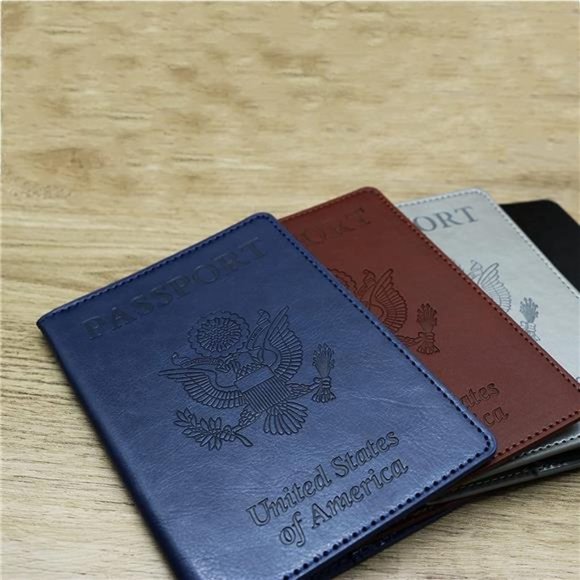 CDC Vaccination Card Holder Passport Cover Wallet RFID Blocking PU Leather - Picture 1 of 7